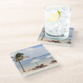 Regenschirme aus Tropenholz: weiß, Palm. Glasuntersetzer (Schrägansicht)