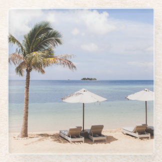 Regenschirme aus Tropenholz: weiß, Palm. Glasuntersetzer