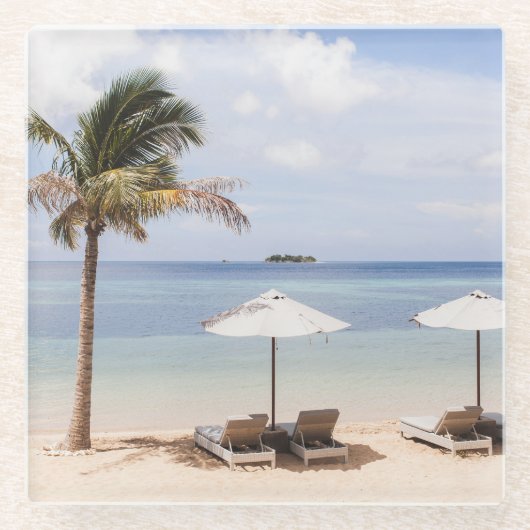 Regenschirme aus Tropenholz: weiß, Palm. Glasuntersetzer (Vorderseite)