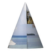 Regenschirme aus Tropenholz: weiß, Palm. Partyhütchen (Rückseite)