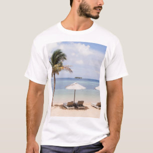 Regenschirme aus Tropenholz: weiß, Palm. T-Shirt