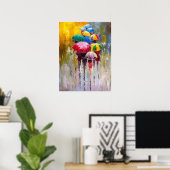 Regenschirme in der Regenmalerei Art Print Poster (Heimbüro)