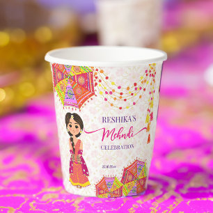 Regenschirme niedlicher indischer Braut aus Mehndi Pappbecher