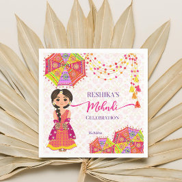 Regenschirme niedlicher indischer Braut aus Mehndi Serviette