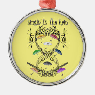 Regenschirme ~ Singin’ In The Rain ~ Musikalische  Silbernes Ornament