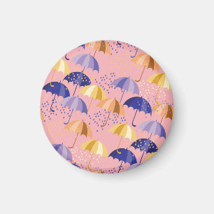 Regenschirme, Tropfen, buntes nahtloses Motiv. Magnet