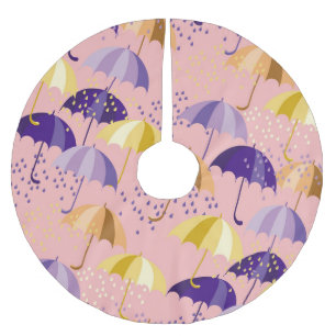 Regenschirme, Tropfen, farbenfrohes nahtloses Moti Polyester Weihnachtsbaumdecke