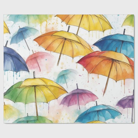 Regenschirme und Duschen Geschenkpapier (Flach)