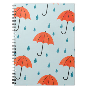 Regenschirme: Wasserfarbene Herbsttropfen Notizblock