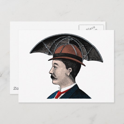 Regenschirmhut - Vintage Illustration Postkarte (Vorne/Hinten)