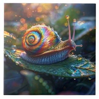 Regenschnecke auf Blatt Fliese