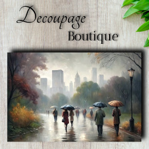 Regenstadt Spaziergang Central Park Decoupage Seidenpapier