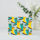 Regenstiefel farbenfroh postkarte (Stehend Vorderseite)