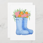 Regenstiefel gefüllt mit Blume Grußkarte Dankeskarte (Vorne/Hinten)