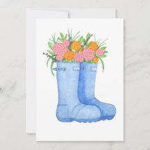 Regenstiefel gefüllt mit Blume Grußkarte