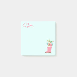 Regenstiefel und Blumen Post-It Notizen