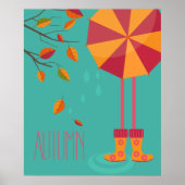 Regenstiefel und Herbstlaube Poster (Vorne)