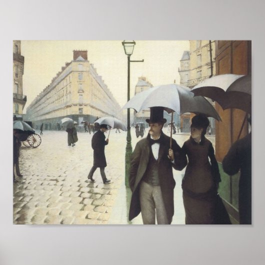 Regentag auf der Straße von Caillebotte Poster (Vorne)