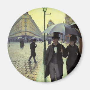 Regentag auf der Straße von Paris von Gustave Cail Magnet