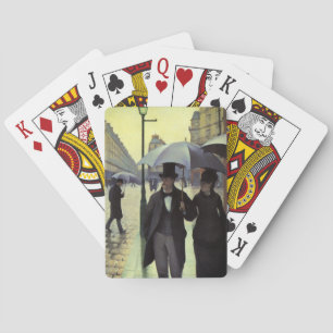 Regentag auf der Straße von Paris von Gustave Cail Spielkarten