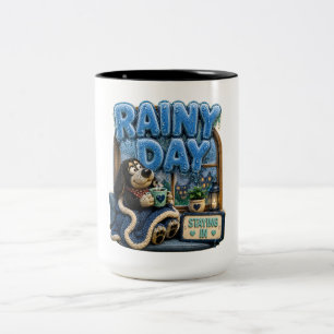 Regentag Bleiben Drinnen Lustig Gemütlich Zweifarbige Tasse