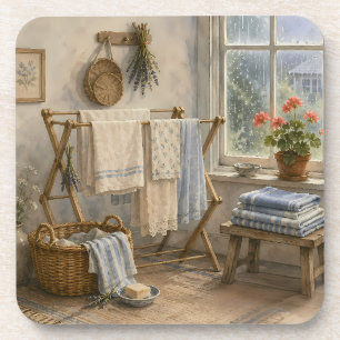 Regentag-Cottage-Wäscheraum Getränkeuntersetzer