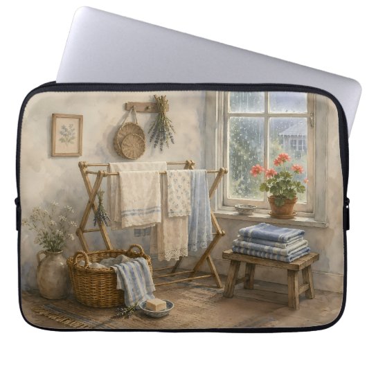 Regentag-Cottage-Wäscheraum Laptopschutzhülle (Vorderseite)