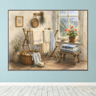 Regentag-Cottage-Wäscheraum Leinwanddruck
