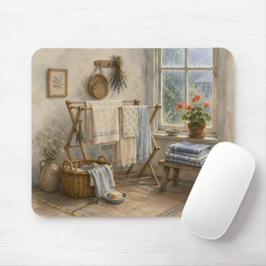 Regentag-Cottage-Wäscheraum Mousepad (Mit Mouse)
