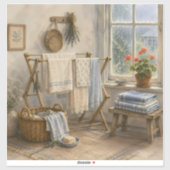 Regentag-Cottage-Wäscherei Aufkleber (Blatt)