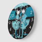 Regentag in Blau Große Wanduhr (Winkel)