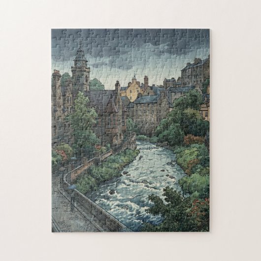 Regentag in Dean Village  Puzzle (Vertikal)