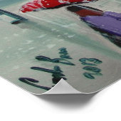 Regentag in London Menschen mit Regenschirmen Poster (Ecke)