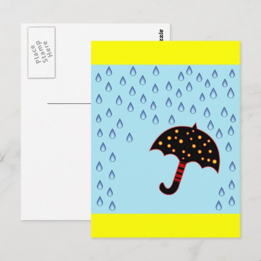 Regentag mit Regenschirm Postkarte (Vorne/Hinten)