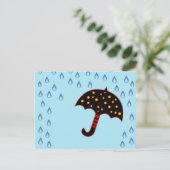 Regentag mit Regenschirm Postkarte (Stehend Vorderseite)