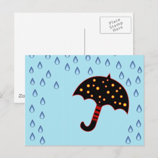 Regentag mit Regenschirm Postkarte (Vorne/Hinten)