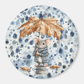 Regentage Blaue Maus Blatt Regenschirm Magnet (Vorne)