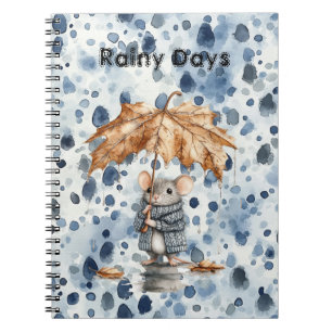Regentage Blaue Maus Blatt Regenschirm Notizblock