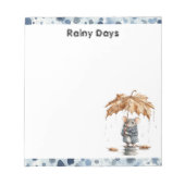 Regentage Blaue Maus Blatt Regenschirm Notizblock (Vorderseite)