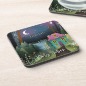 Regentage, Bücher & Gemütliches handgemaltes Desig Getränkeuntersetzer (Linke Seite)