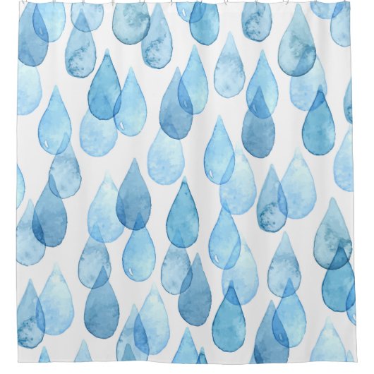Regentage: Vintages Aquarellmuster Duschvorhang (Vorderseite)