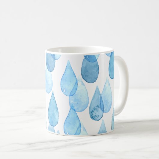 Regentage: Vintages Aquarellmuster Kaffeetasse (VorderseiteRechts)
