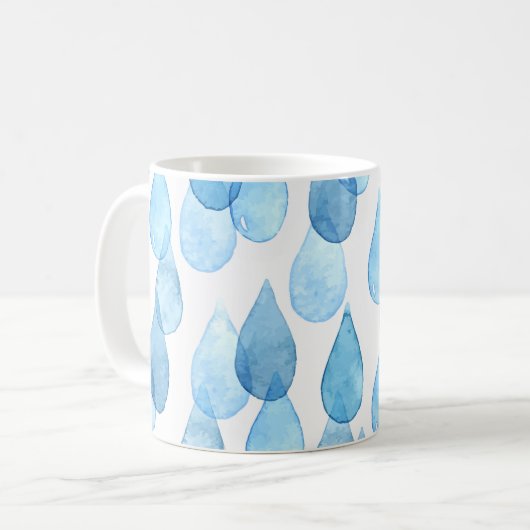Regentage: Vintages Aquarellmuster Kaffeetasse (Vorderseite Links)