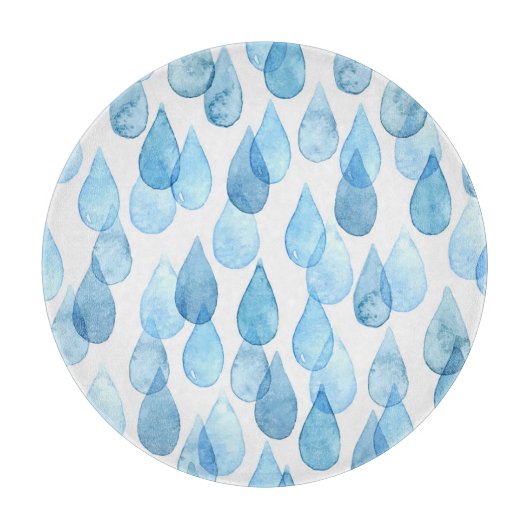 Regentage: Vintages Aquarellmuster Schneidebrett (Vorderseite)