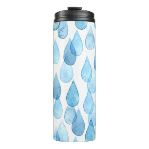 Regentage: Vintages Aquarellmuster Thermosbecher