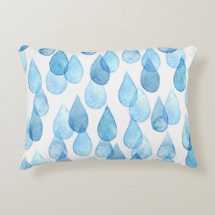 Regentage: Wasserfarben-Muster Vintage Dekokissen