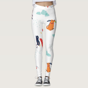 Regentagsfreunde: Katze Hund Vintage Leggings