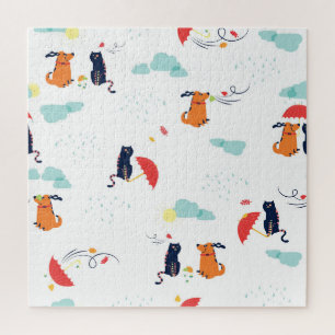 Regentagsfreunde: Katze Hund Vintage Puzzle