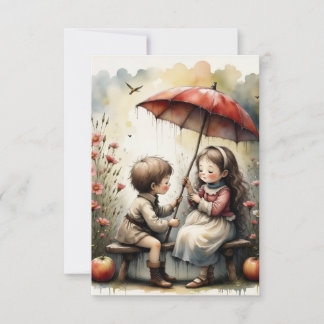 Regentagsromanze Kleine Süße Herzen Kunst Dankeskarte