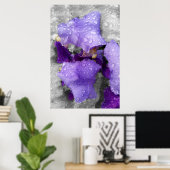 Regentropfen an Iris Poster (Heimbüro)